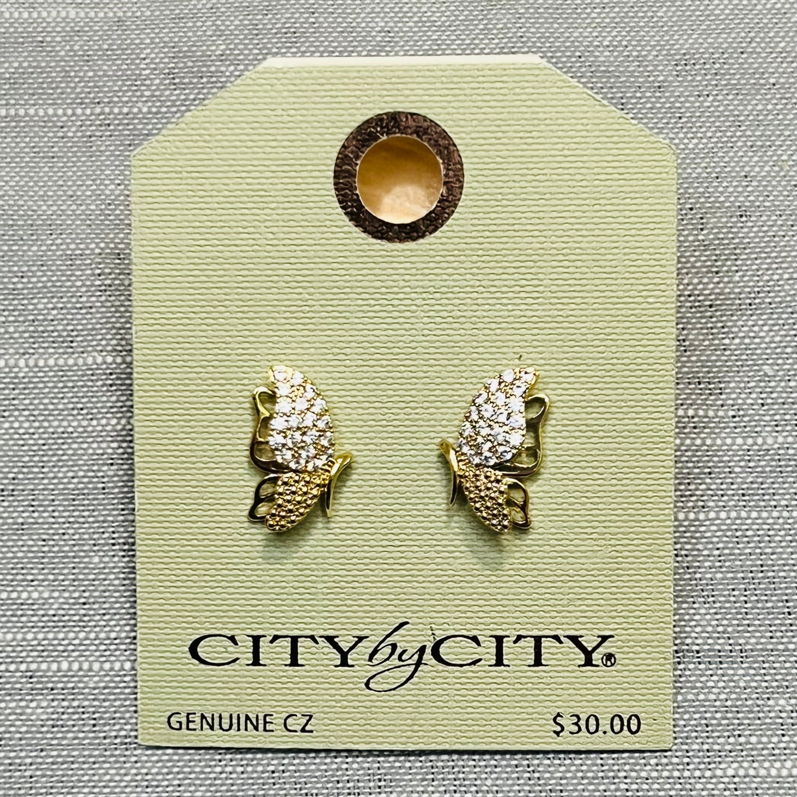 New City By City 14k Gold Butterfly Stud Earrings